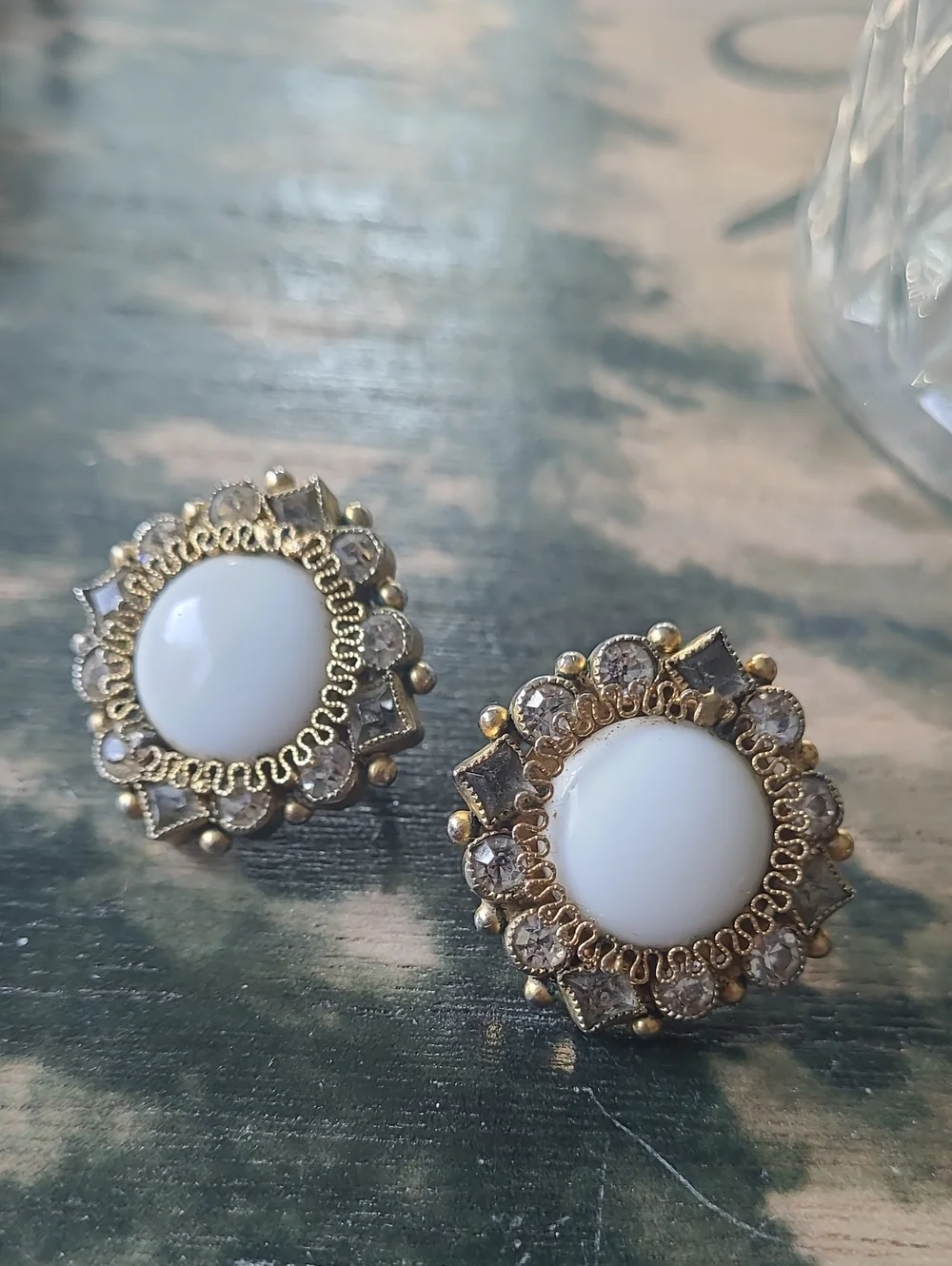 vintage signed Sandor rhinestone clip-on earrings